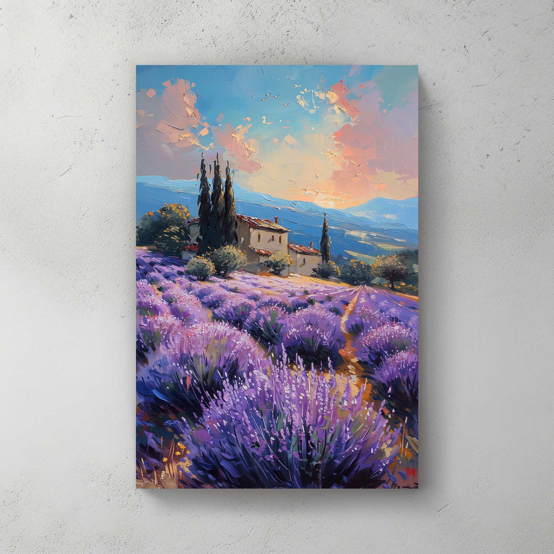 Tuscany Purple Fields #1297 Canvas Wall Art & Metal Prints