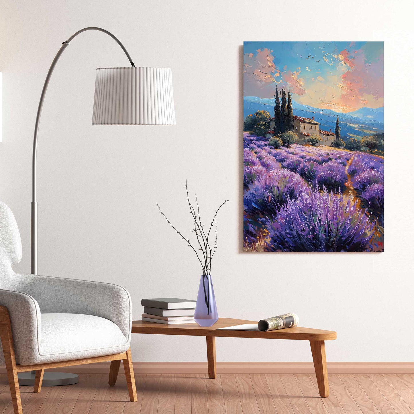 Tuscany Purple Fields #1297 Canvas Wall Art & Metal Prints