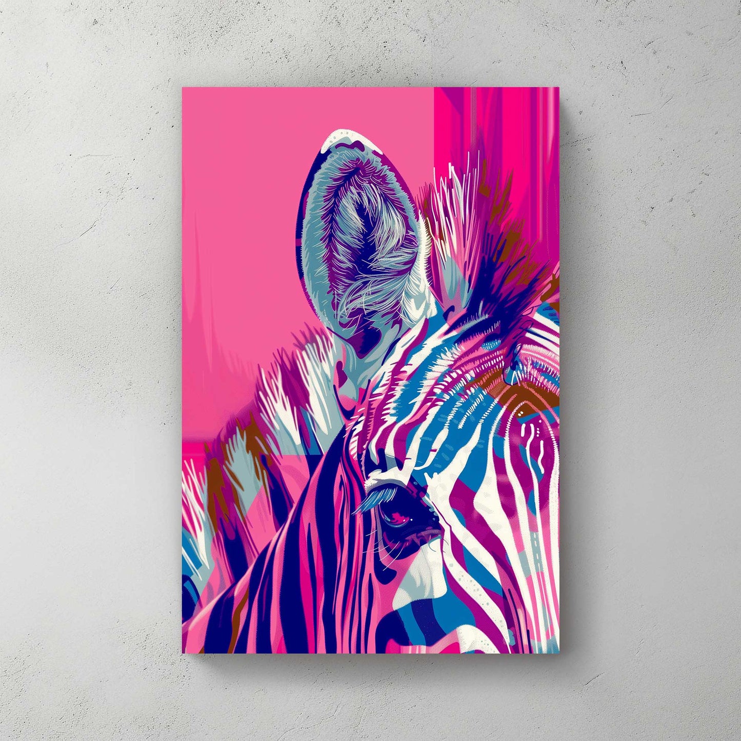 Pink Zebra #1299 Canvas Wall Art & Metal Prints