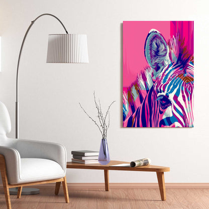 Pink Zebra #1299 Canvas Wall Art & Metal Prints