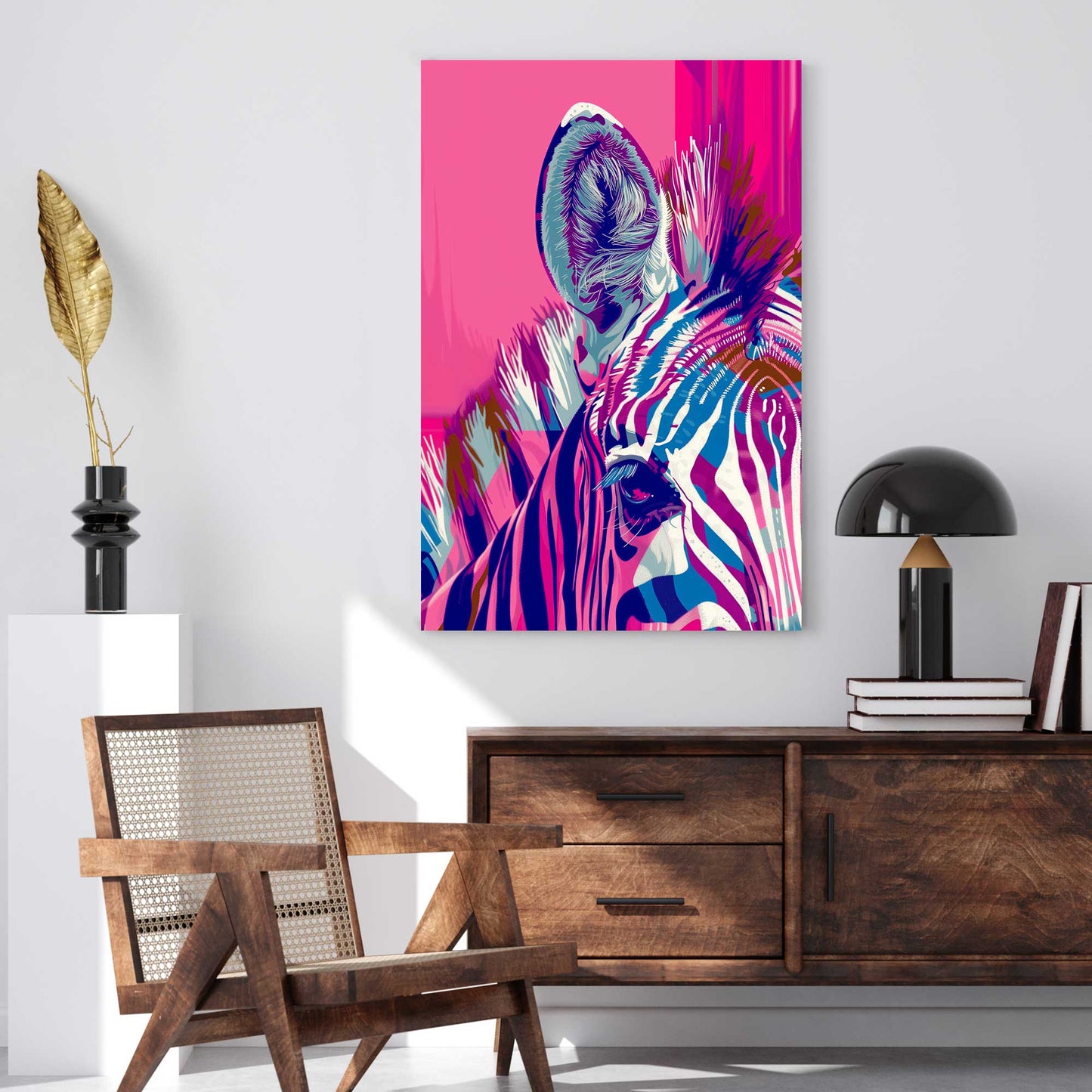 Pink Zebra #1299 Canvas Wall Art & Metal Prints