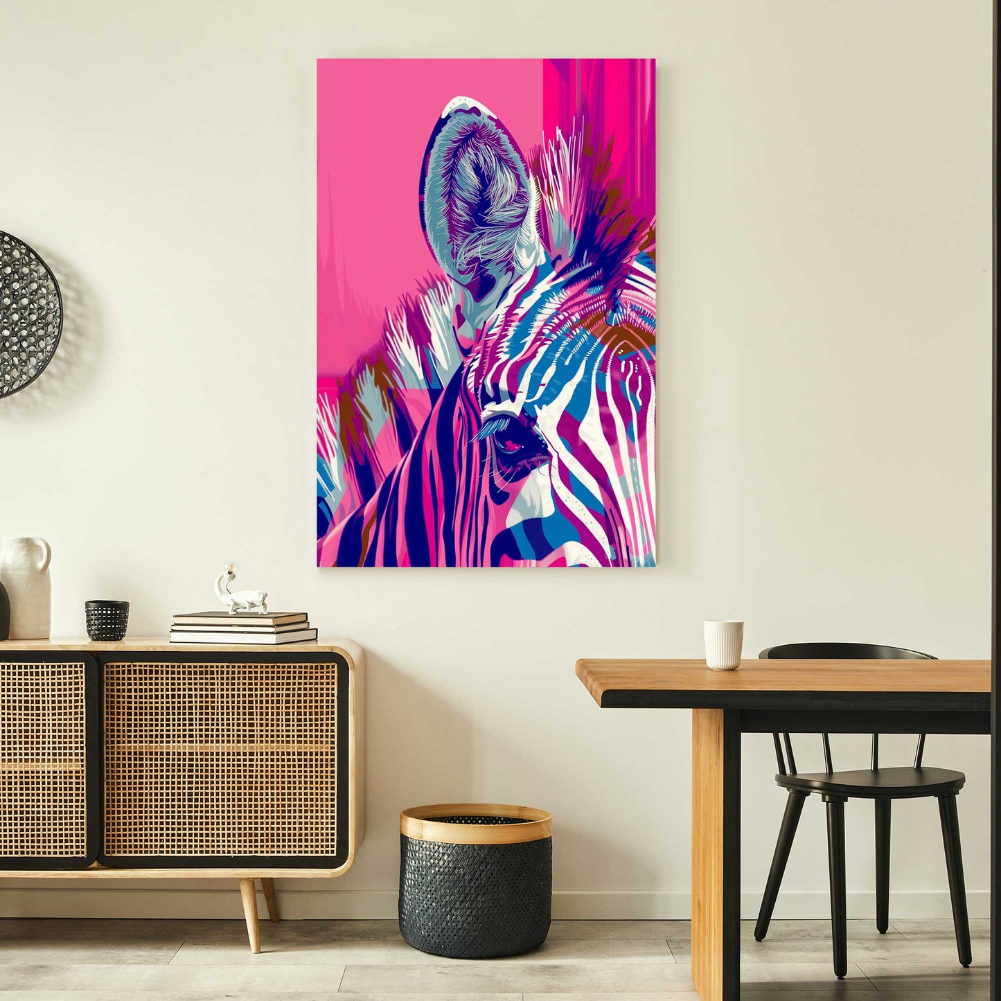 Pink Zebra #1299 Canvas Wall Art & Metal Prints