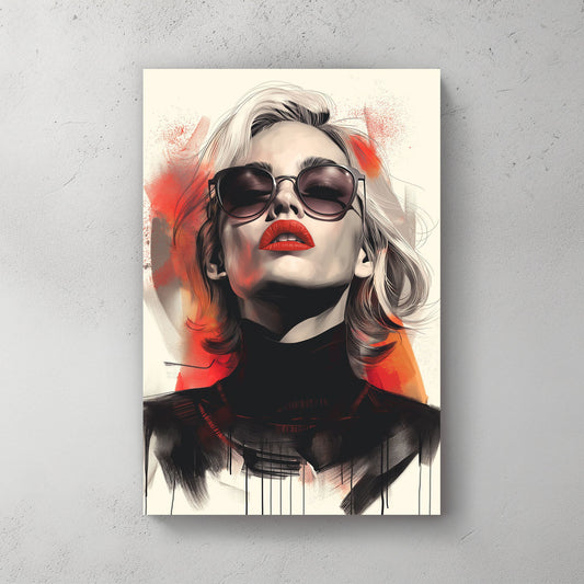 Blonde in Black #045 Canvas Wall Art & Metal Prints
