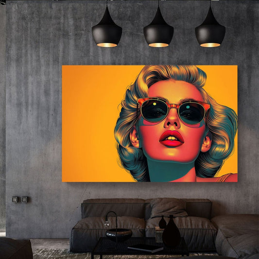 Blonde with Red Shades #047 Canvas Wall Art & Metal Prints