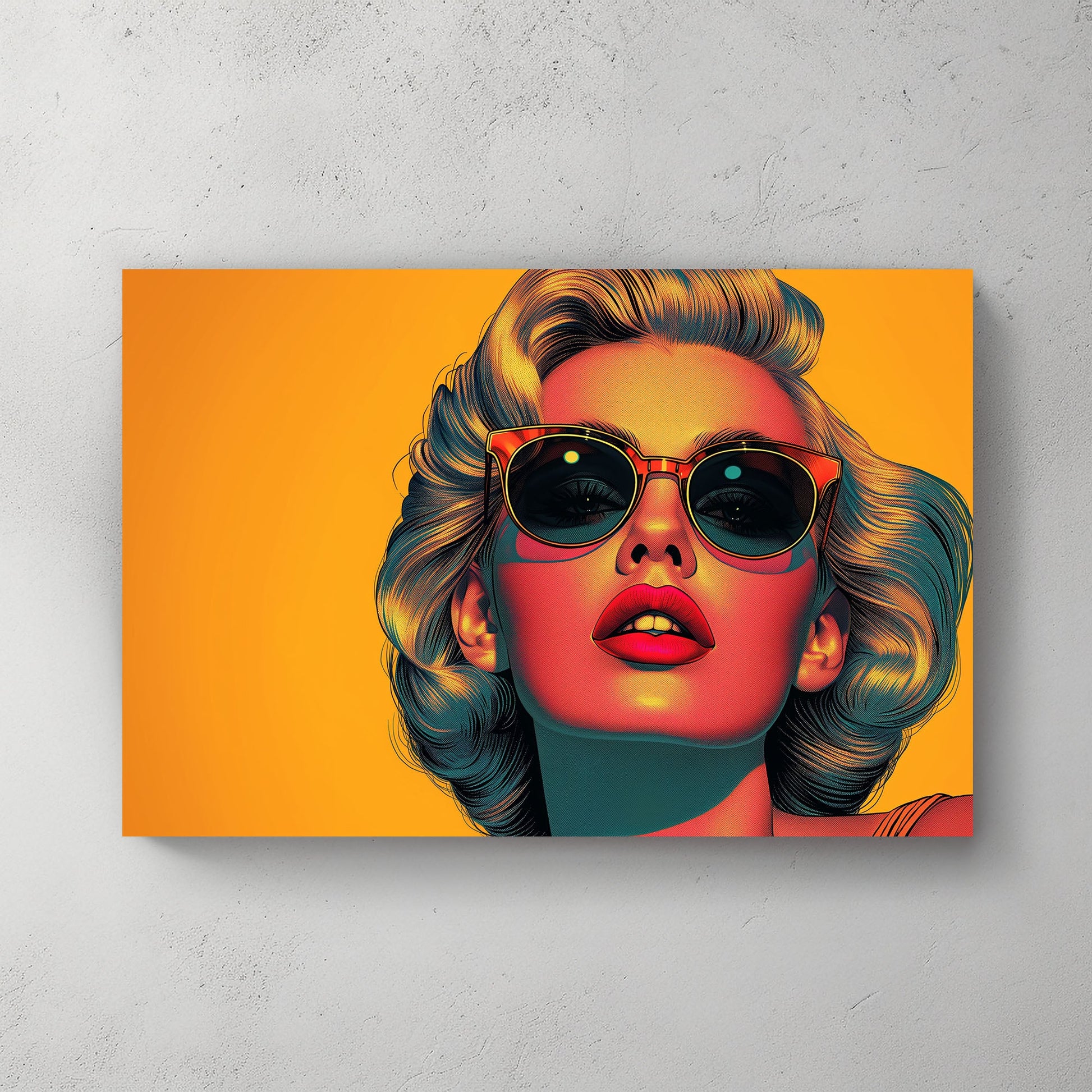 Blonde with Red Shades #047 Canvas Wall Art & Metal Prints