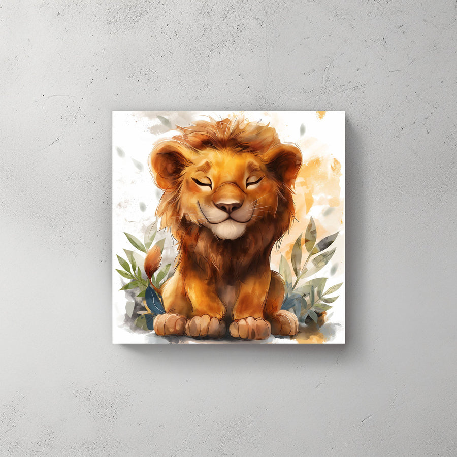 Happy Lion #070 Canvas Wall Art & Metal Prints
