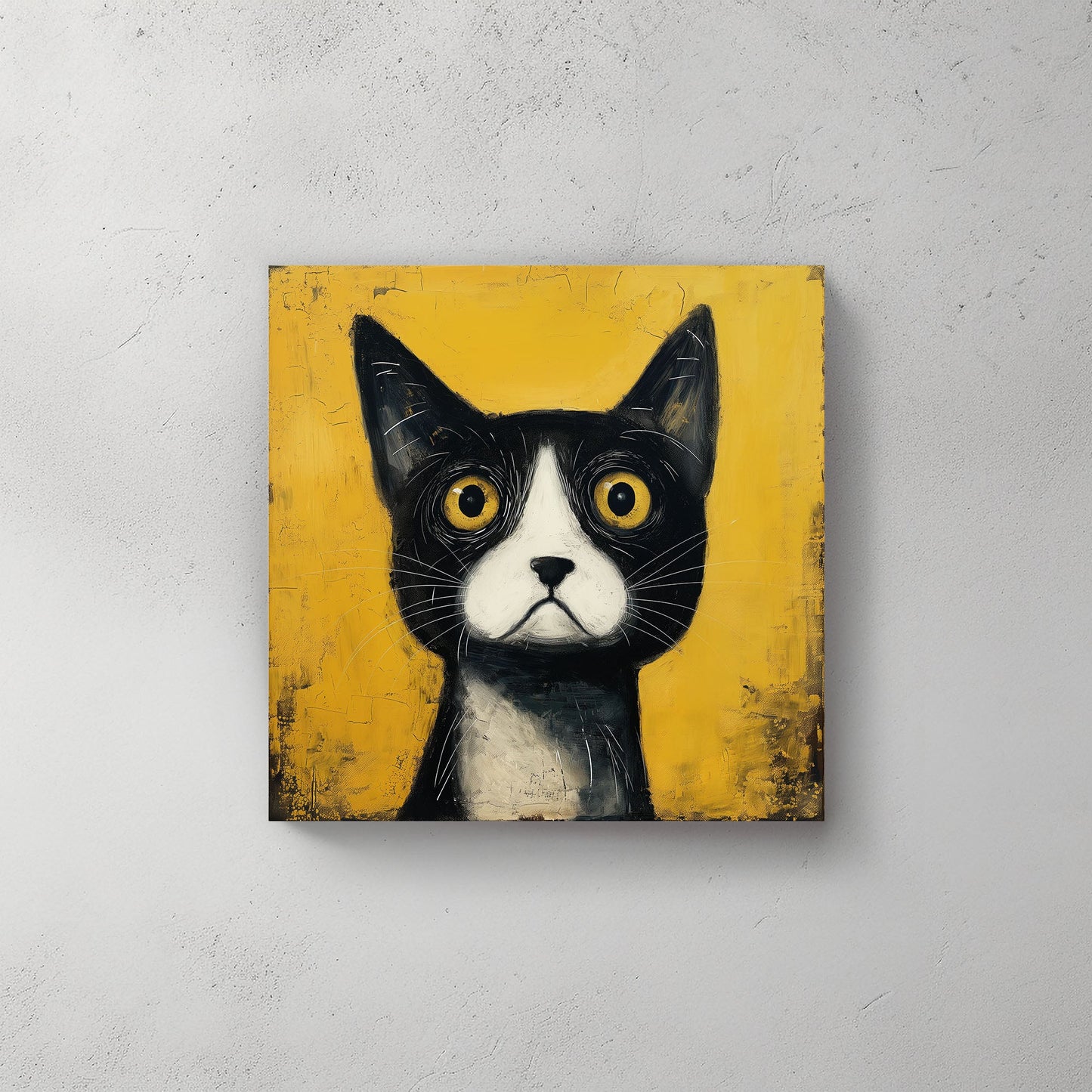 Black & Yellow Cat #072 Canvas Wall Art & Metal Prints