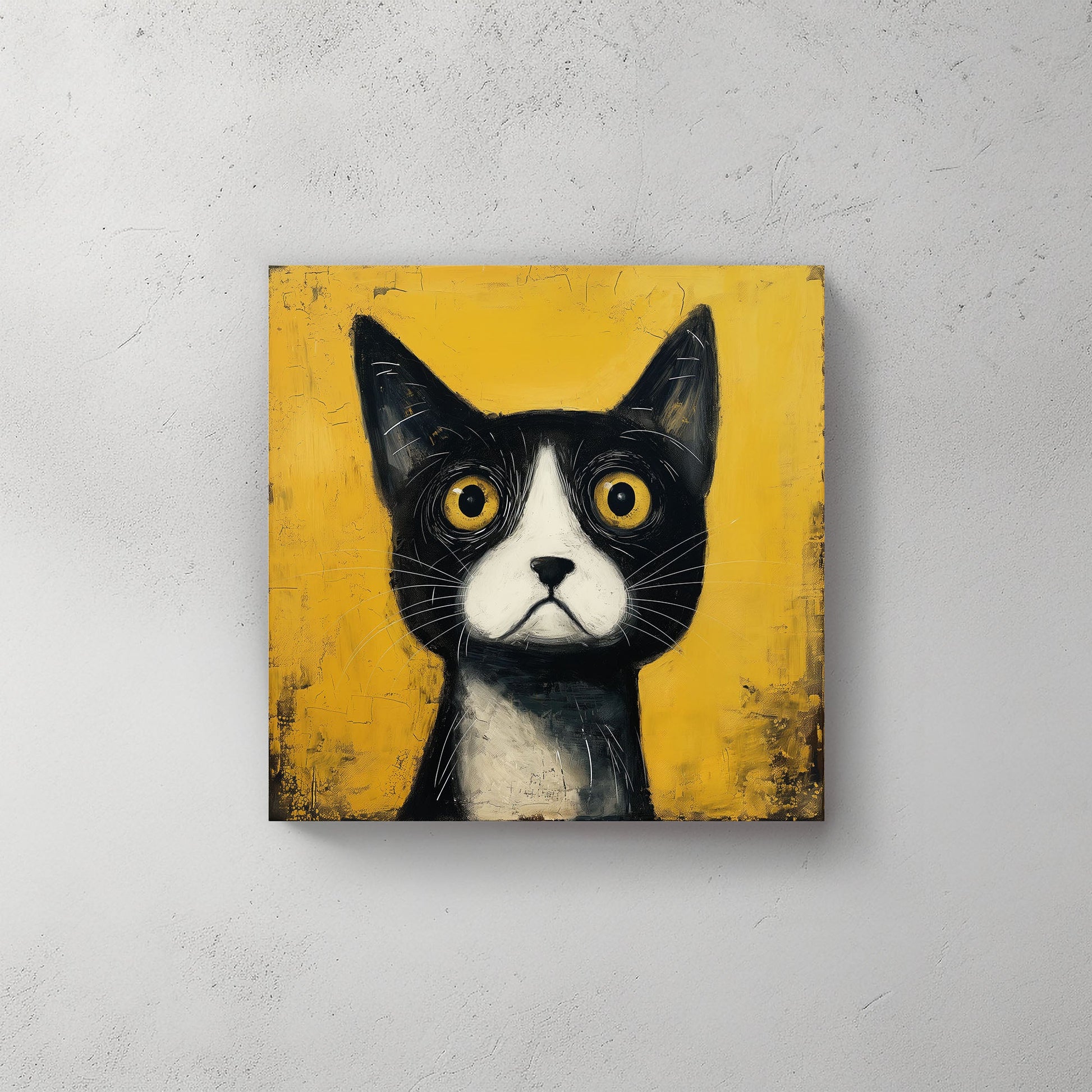 Black & Yellow Cat #072 Canvas Wall Art & Metal Prints