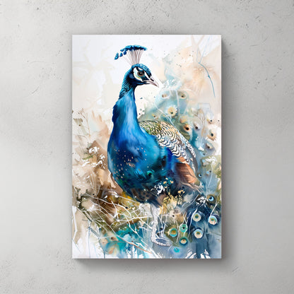 Blue Peacock #1031 Canvas Wall Art & Metal Prints