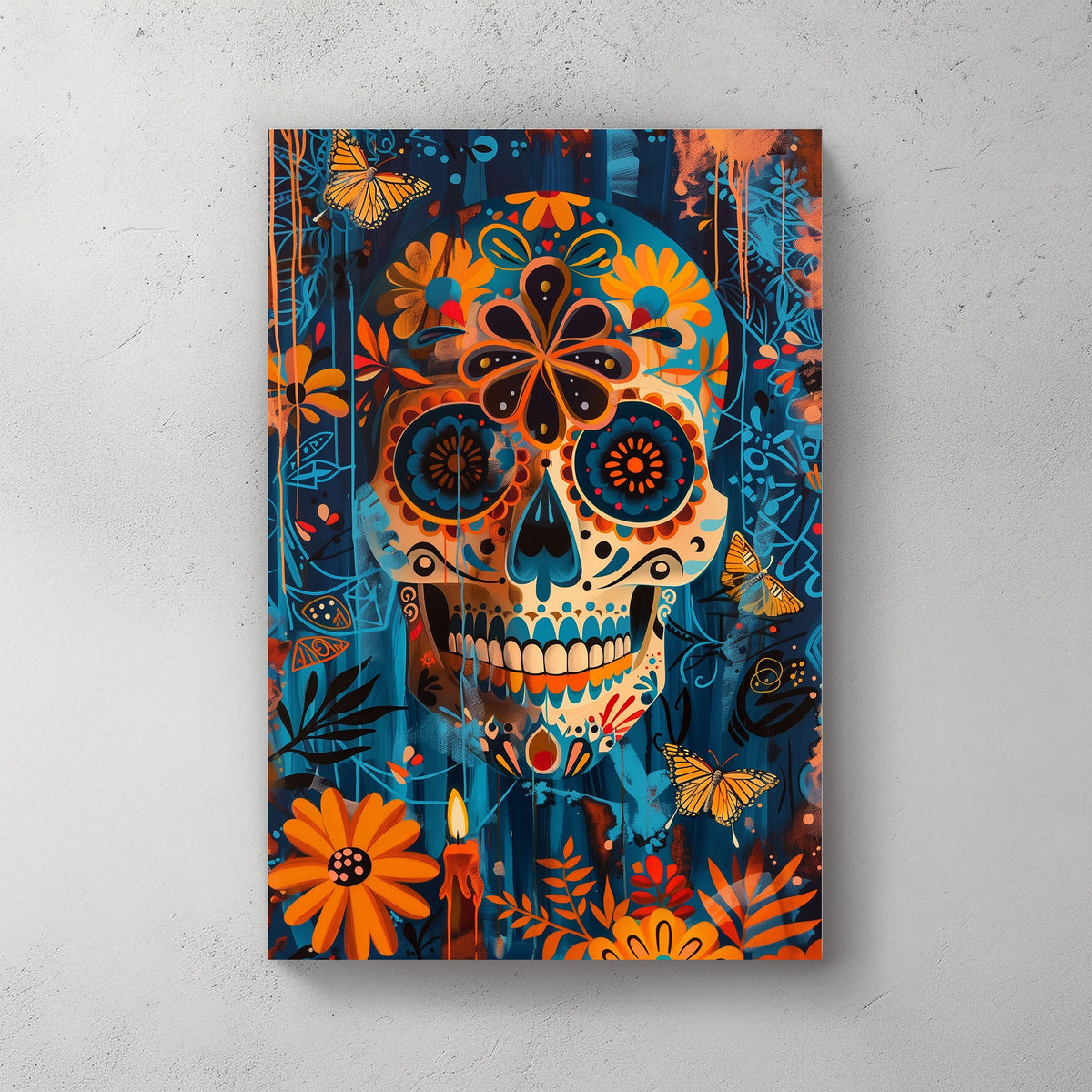Flower Skulls #1097 Canvas Wall Art & Metal Prints