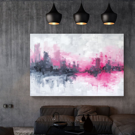 Black & Pink #1123 Canvas Wall Art & Metal Prints