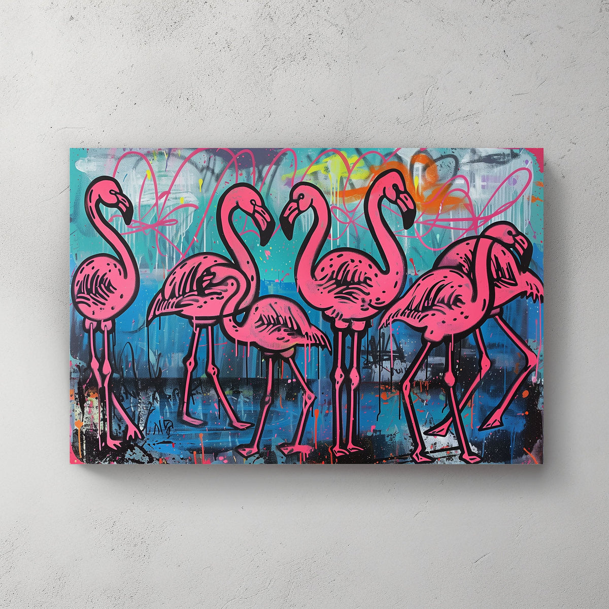 Pink Flamingos #1208 Canvas Wall Art & Metal Prints