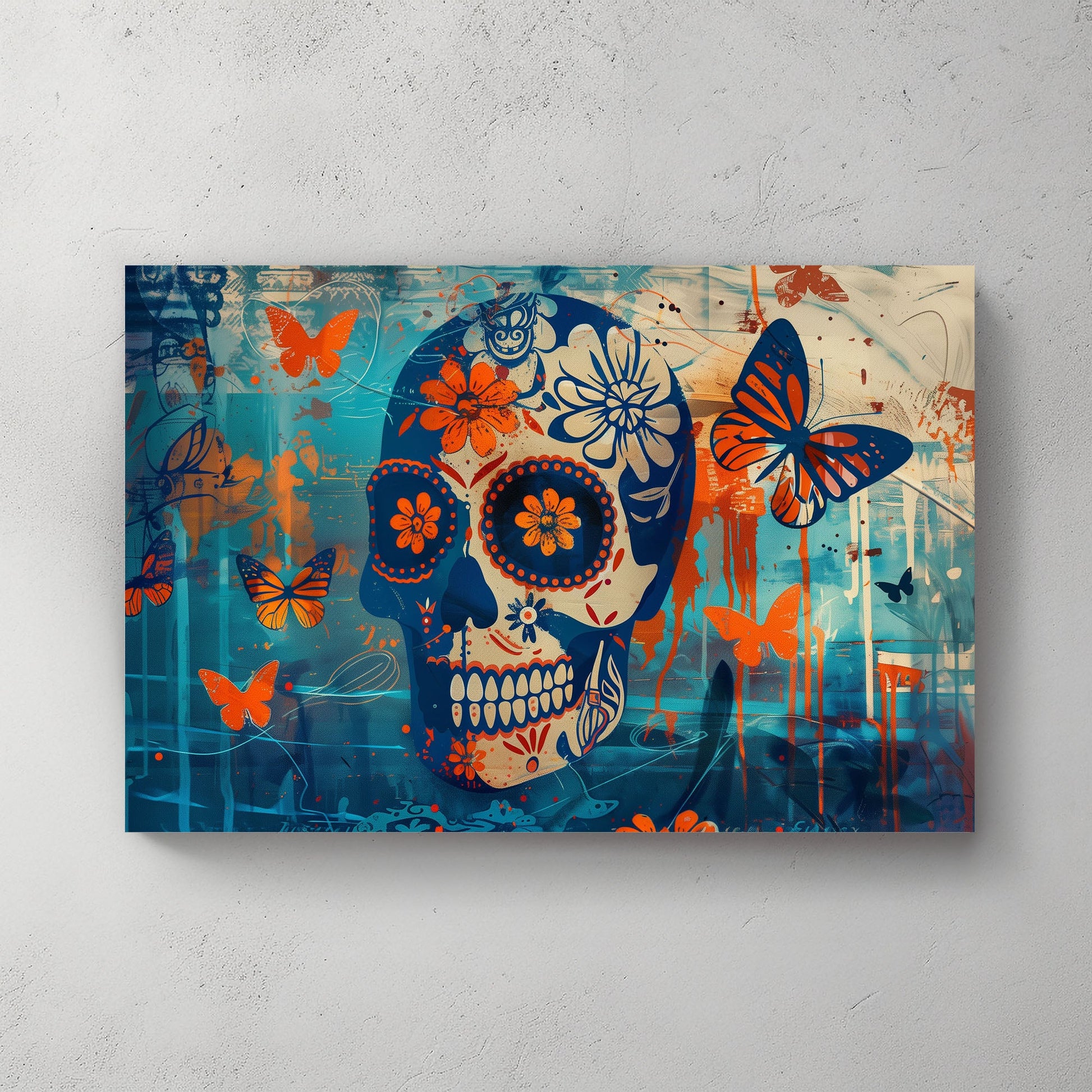 Orange Skulls #1210 Canvas Wall Art & Metal Prints