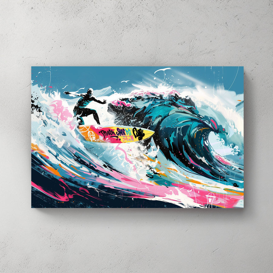 Riding Waves #1219 Canvas Wall Art & Metal Prints