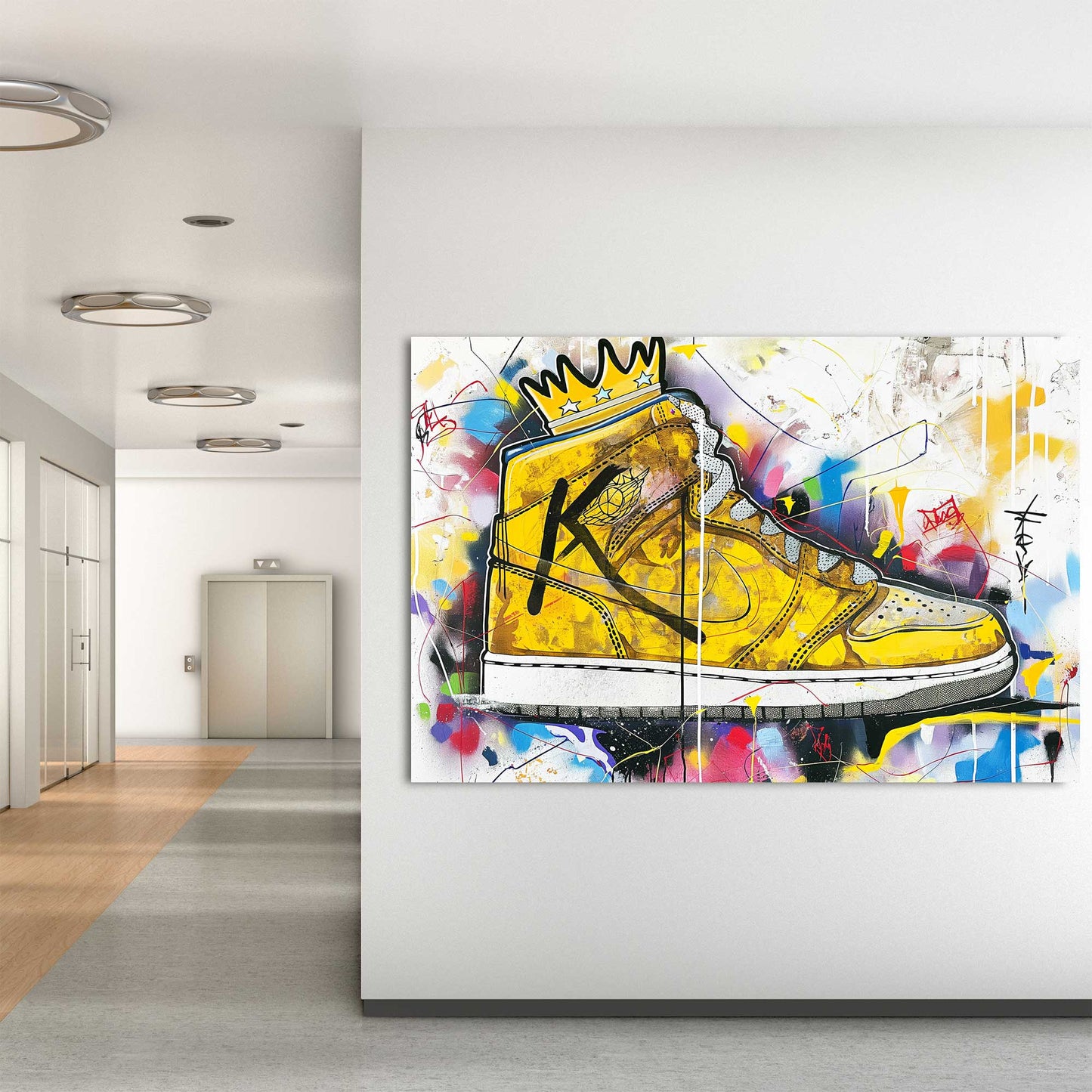 Yellow Jordan #1357 Canvas Wall Art & Metal Prints