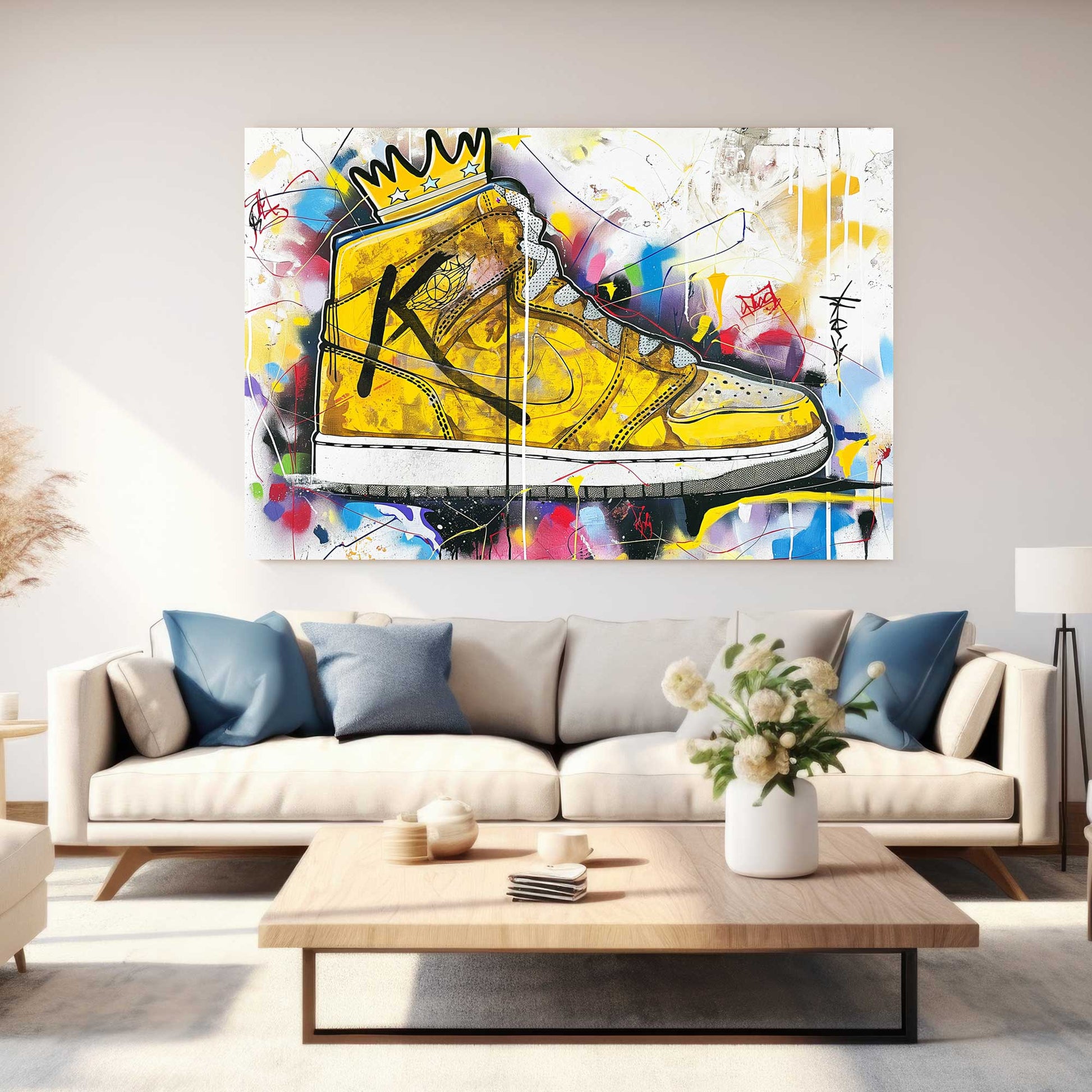 Yellow Jordan #1357 Canvas Wall Art & Metal Prints