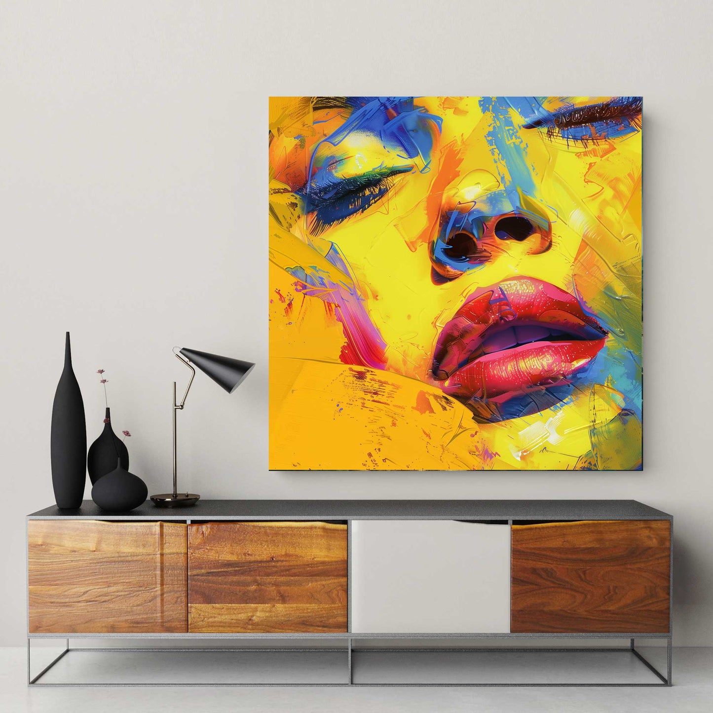 Lips Abstract #1372 Canvas Wall Art & Metal Prints