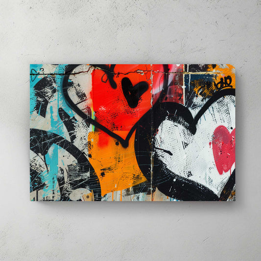 Graffiti Hearts #1311 Canvas Wall Art & Metal Prints