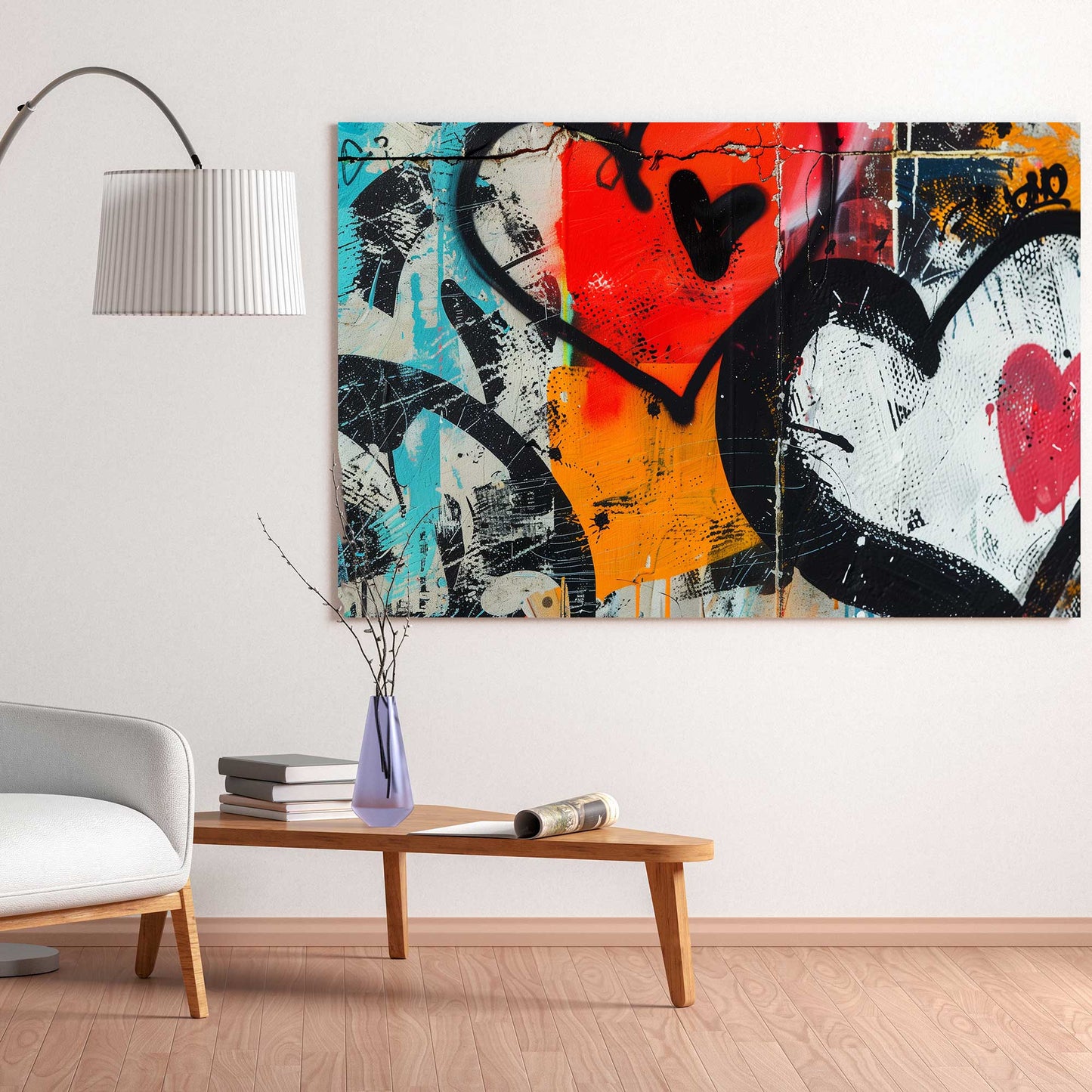 Graffiti Hearts #1311 Canvas Wall Art & Metal Prints