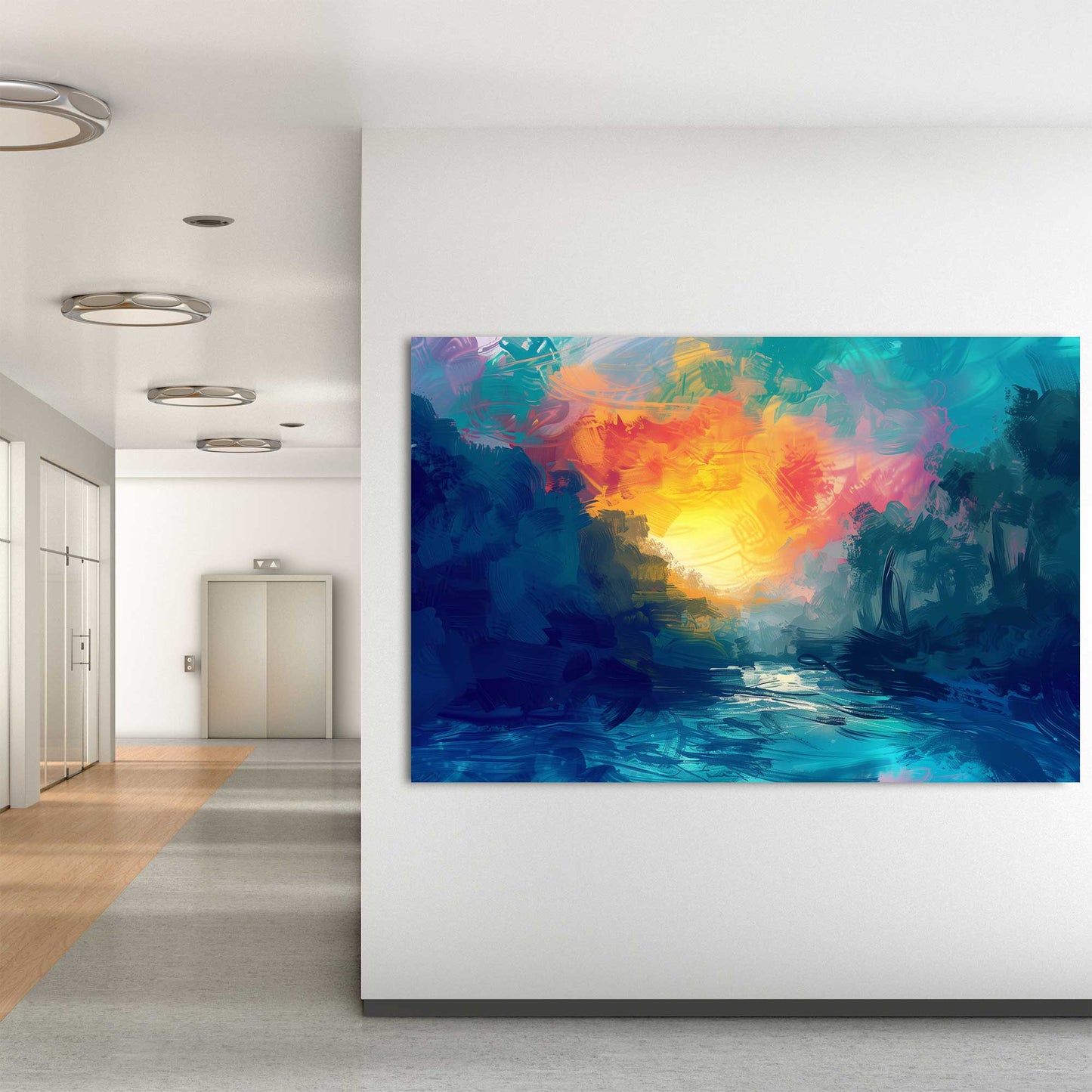 Sunset River #1314 Canvas Wall Art & Metal Prints