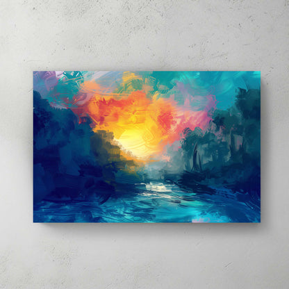 Sunset River #1314 Canvas Wall Art & Metal Prints