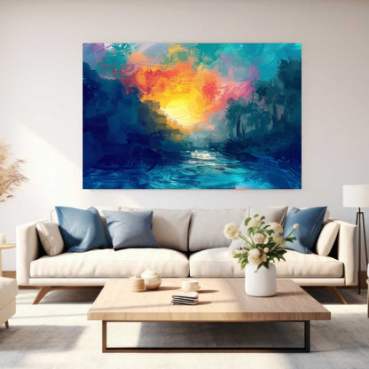 Sunset River #1314 Canvas Wall Art & Metal Prints