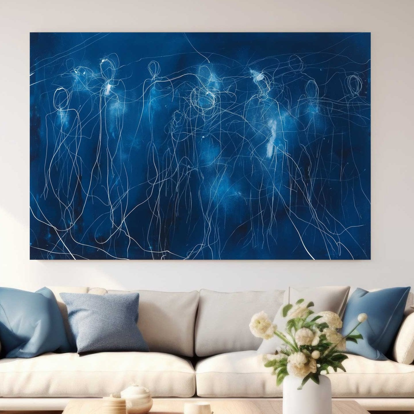 Blue Outlines #1315 Canvas Wall Art & Metal Prints