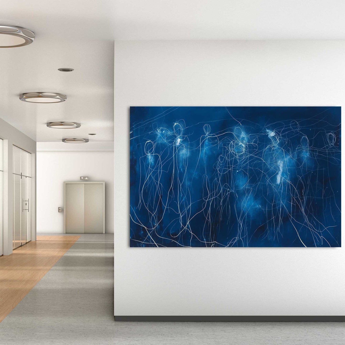 Blue Outlines #1315 Canvas Wall Art & Metal Prints