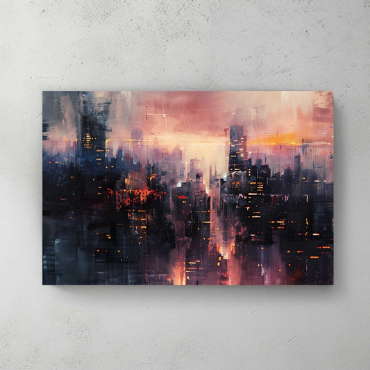 Sunset In The City #1318 Canvas Wall Art & Metal Prints