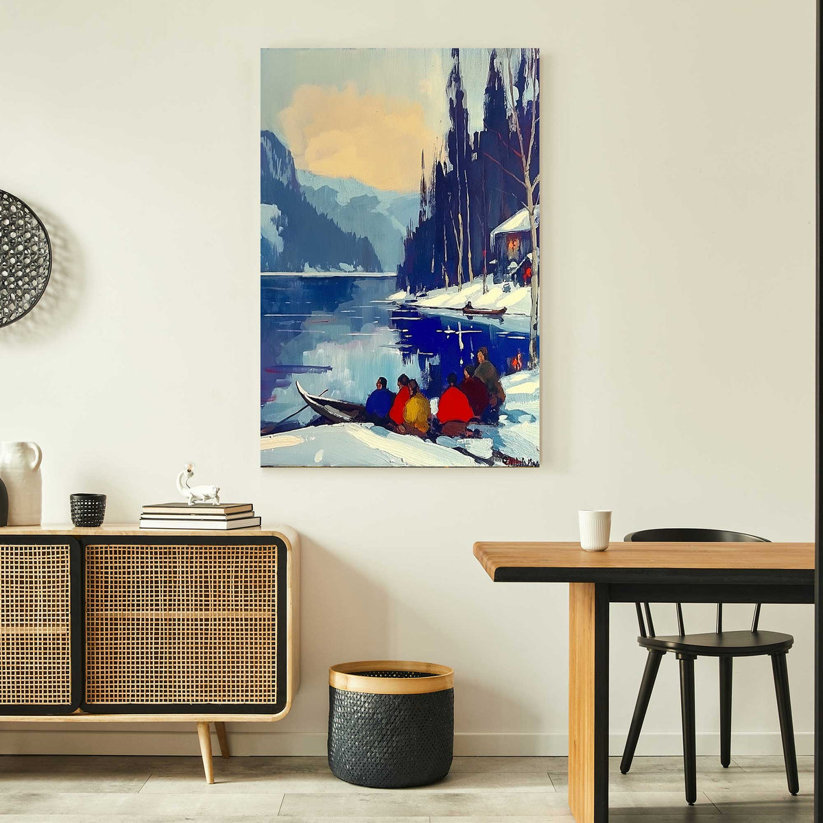 Fishing By The Lake #1323 Canvas Wall Art & Metal Prints