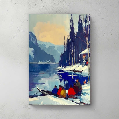 Fishing By The Lake #1323 Canvas Wall Art & Metal Prints