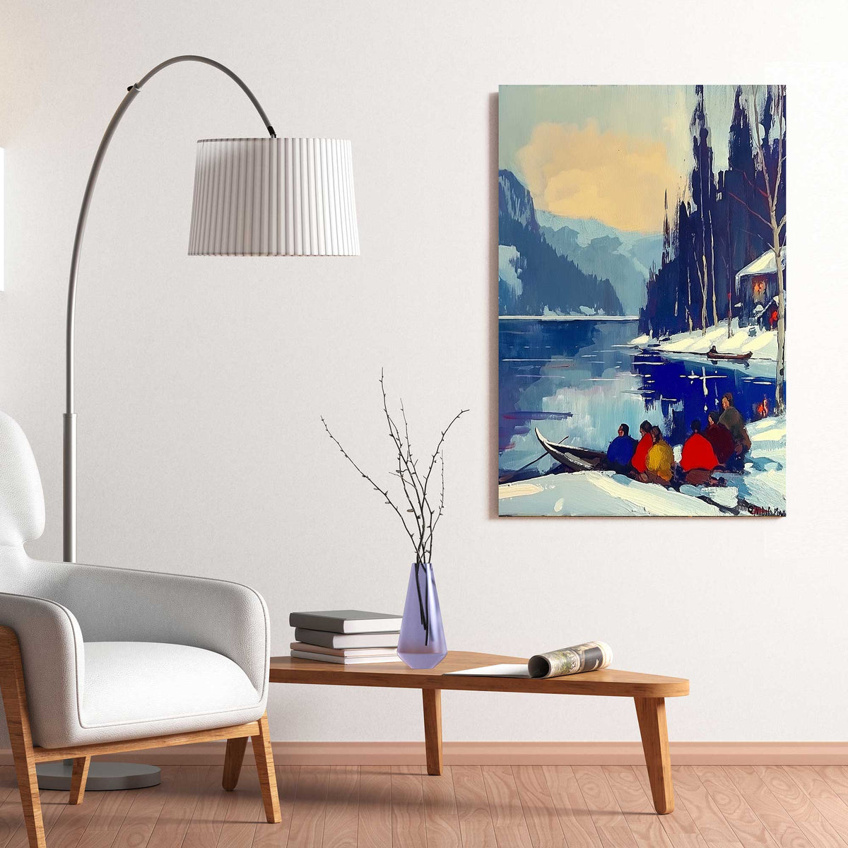 Fishing By The Lake #1323 Canvas Wall Art & Metal Prints