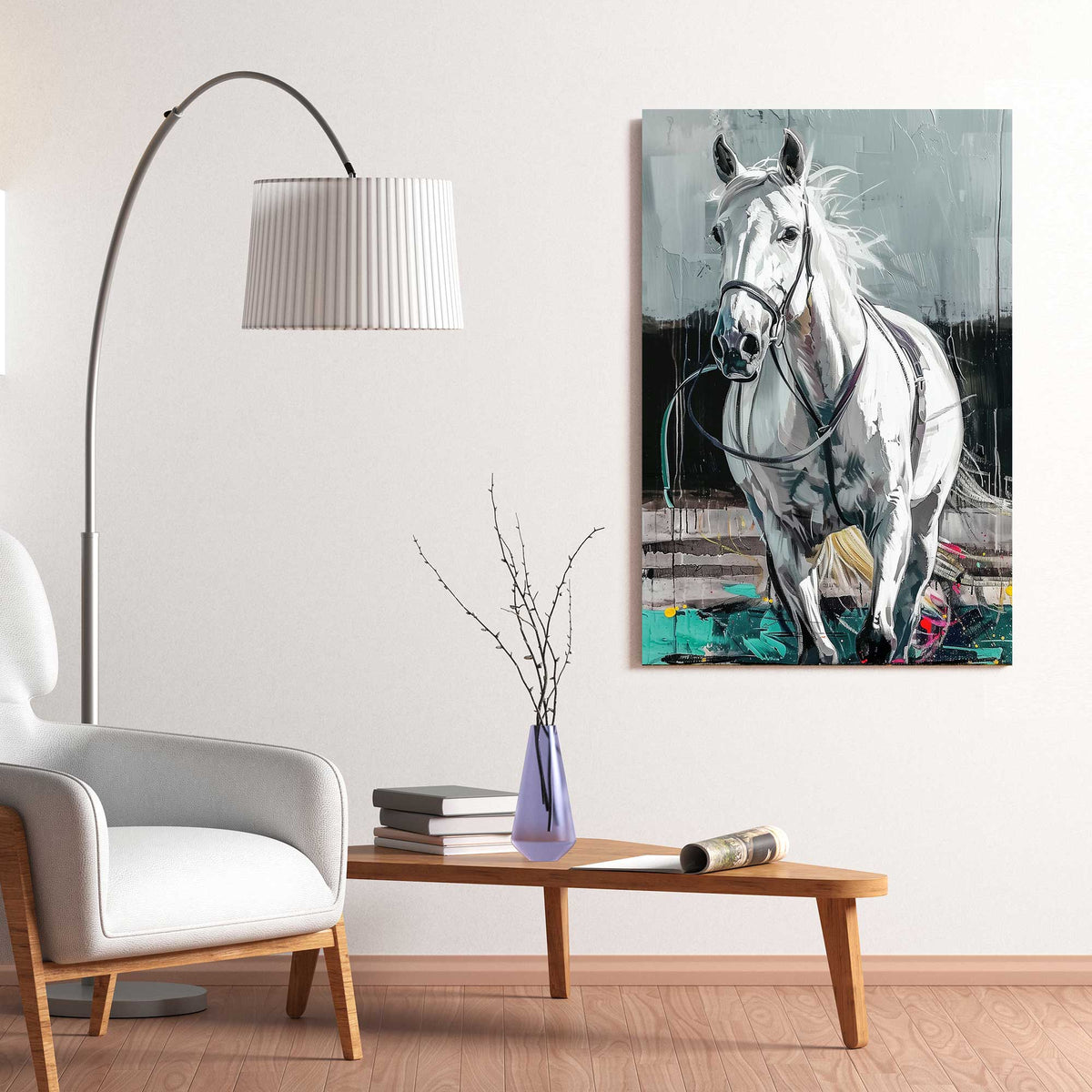 White Stallion #1325 Canvas Wall Art & Metal Prints