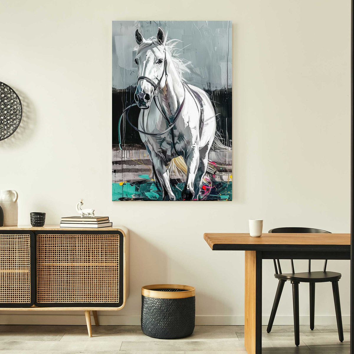 White Stallion #1325 Canvas Wall Art & Metal Prints