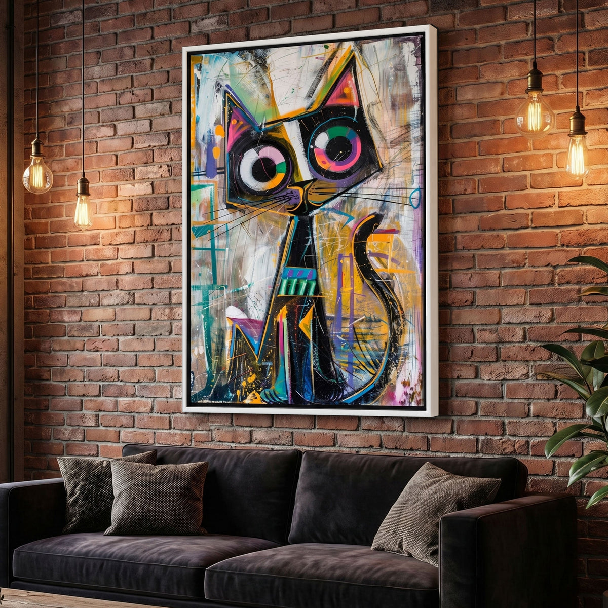 Curious Cat Graffiti Wall Art