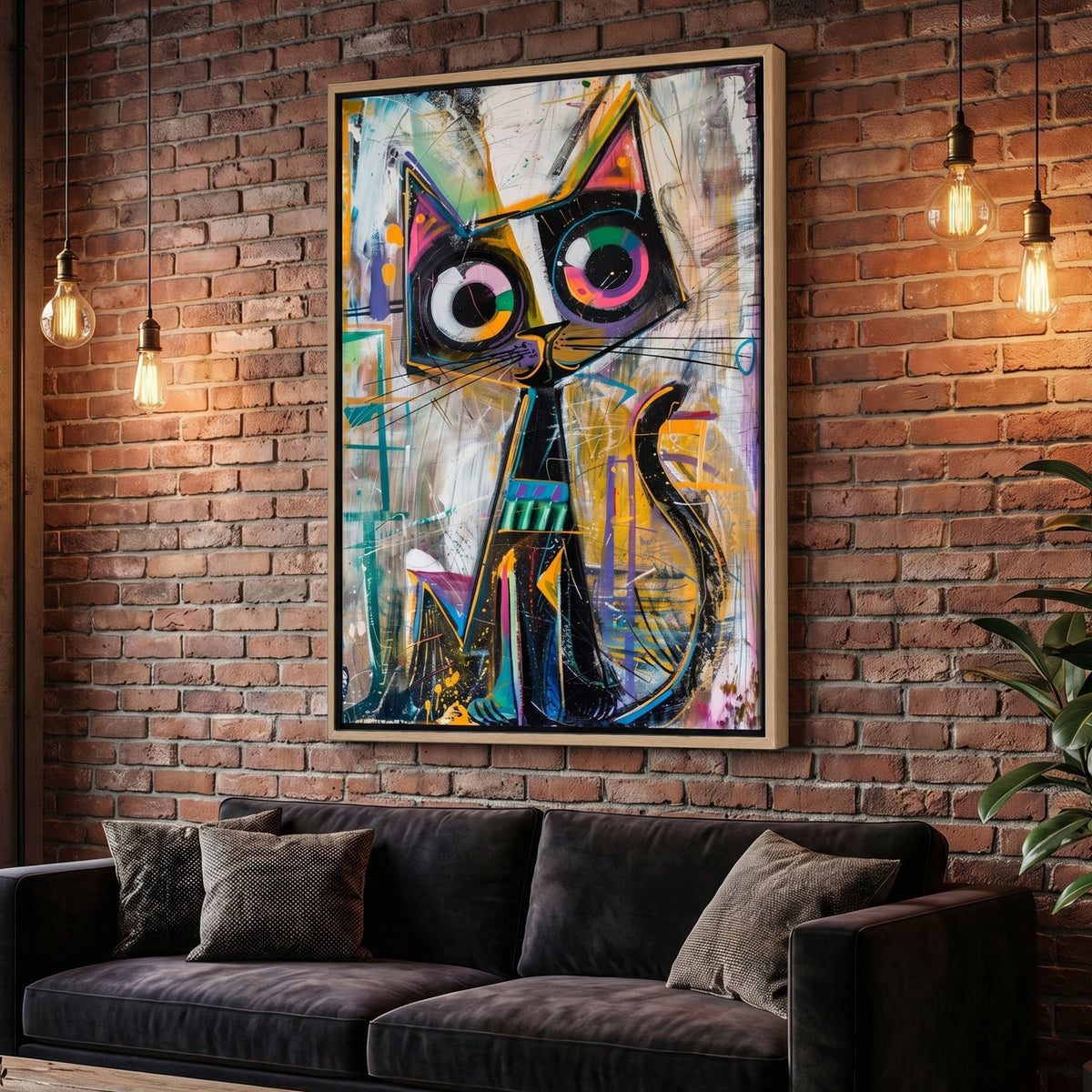 Curious Cat Graffiti Wall Art