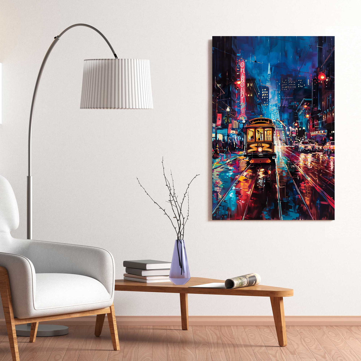 Streetcar Night Travel #1336 Canvas Wall Art & Metal Prints
