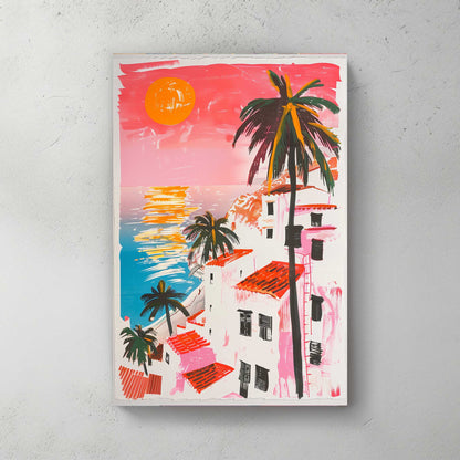 Pink Skies Palm Trees #1340 Canvas Wall Art & Metal Prints