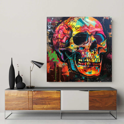 Skull Graffiti #1343 Canvas Wall Art & Metal Prints