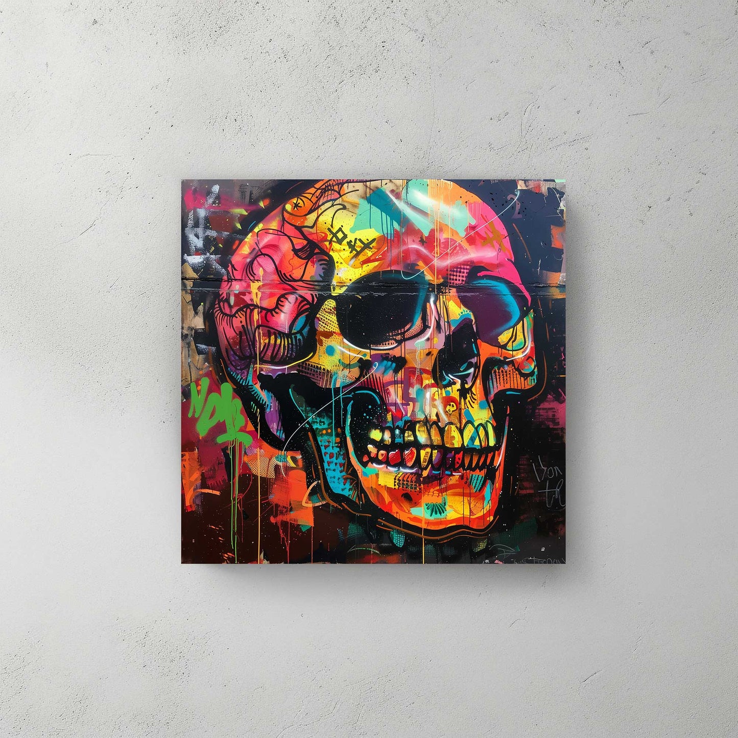 Skull Graffiti #1343 Canvas Wall Art & Metal Prints