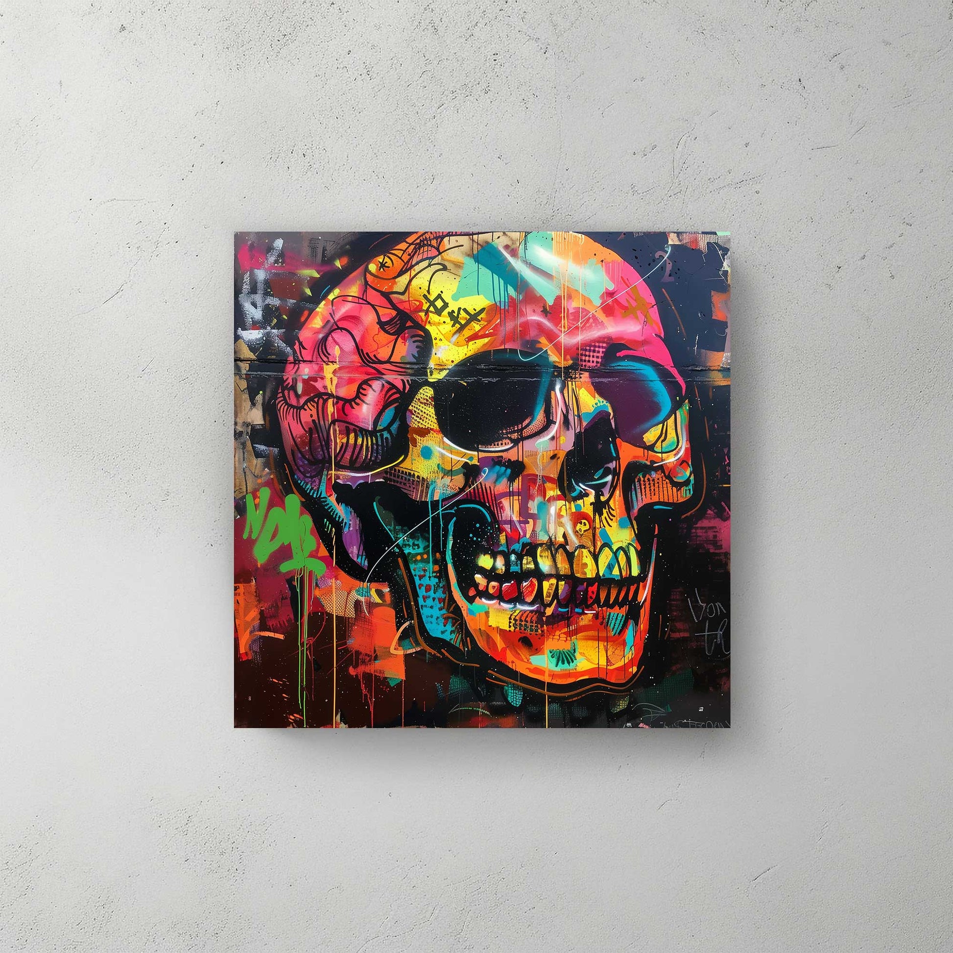 Skull Graffiti #1343 Canvas Wall Art & Metal Prints