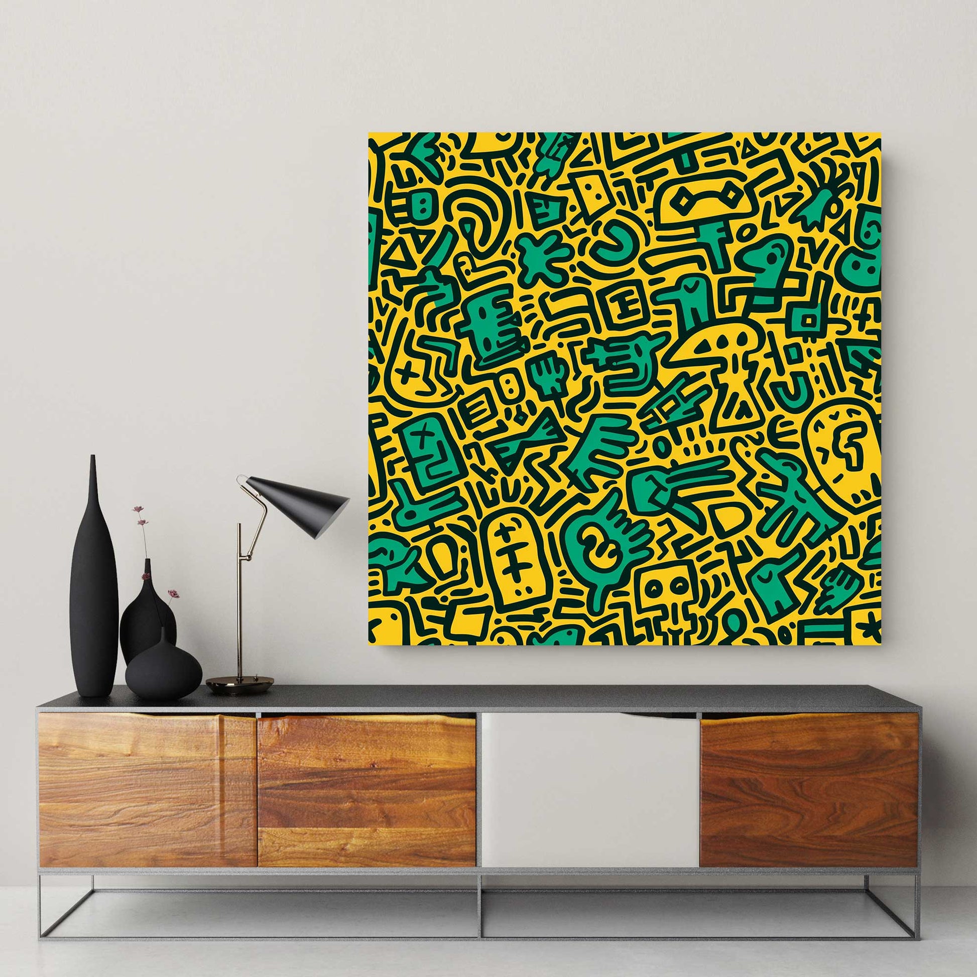 Funky in Yellow #1344 Canvas Wall Art & Metal Prints