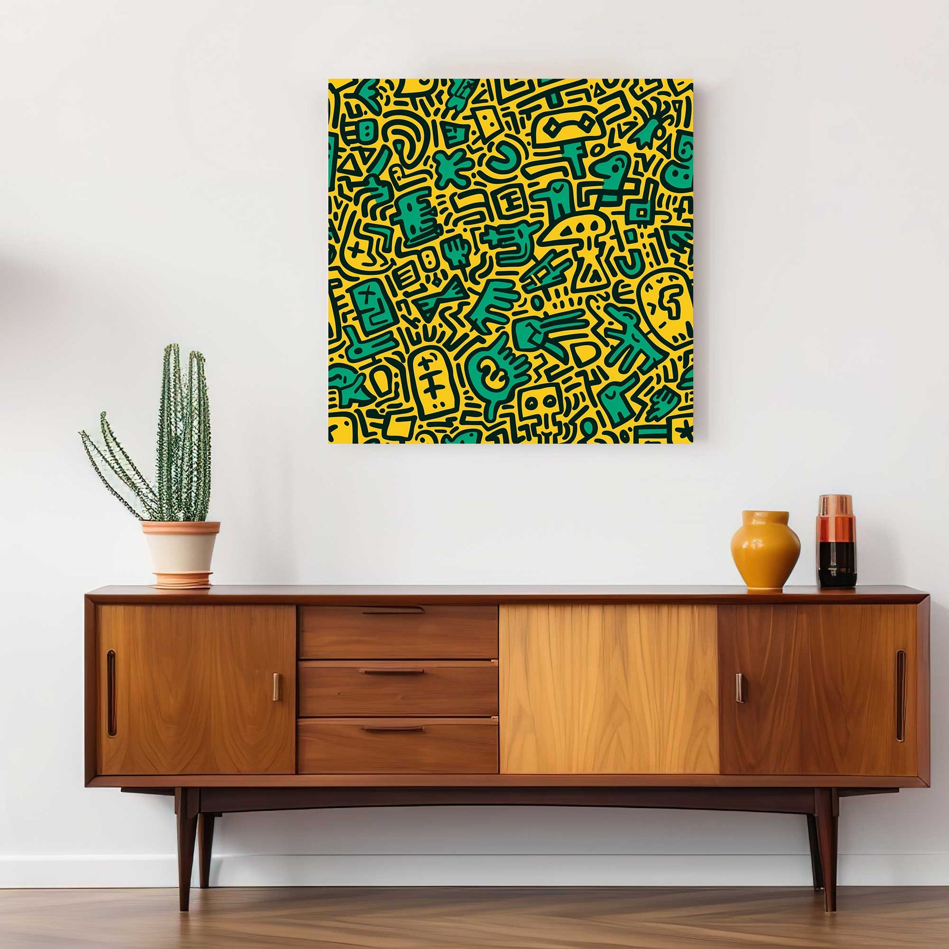 Funky in Yellow #1344 Canvas Wall Art & Metal Prints