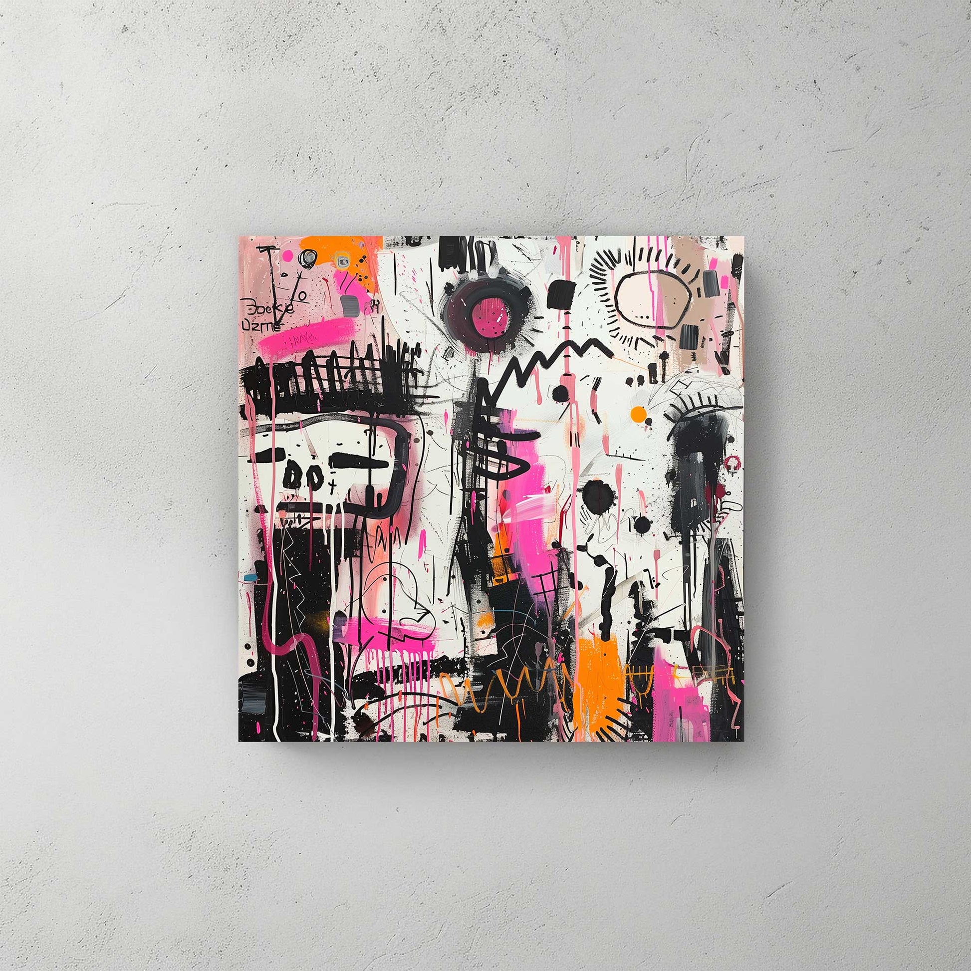 Pink and Black Graffiti Abstract #1346 Canvas Wall Art & Metal Prints