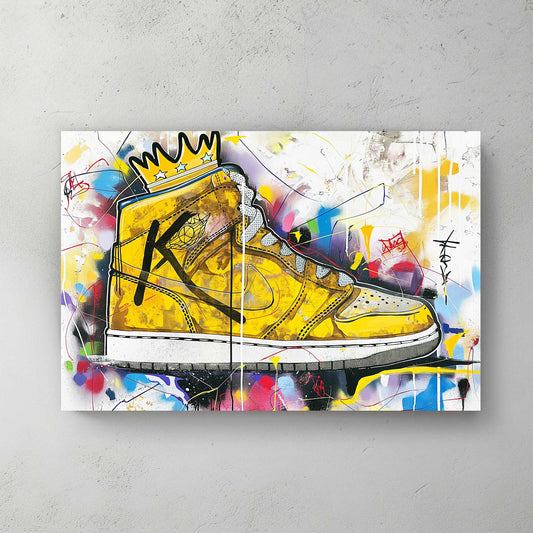 Yellow Jordan #1357 Canvas Wall Art & Metal Prints