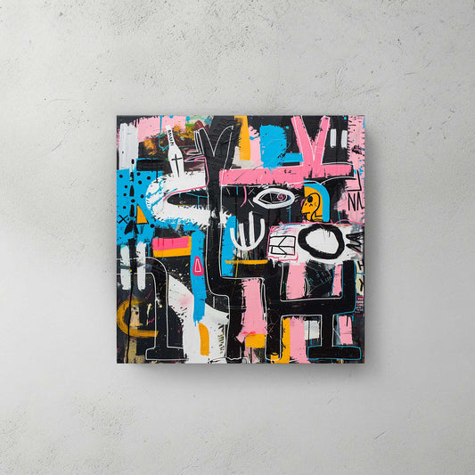 Pink Basquiat #1373 Canvas Wall Art & Metal Prints