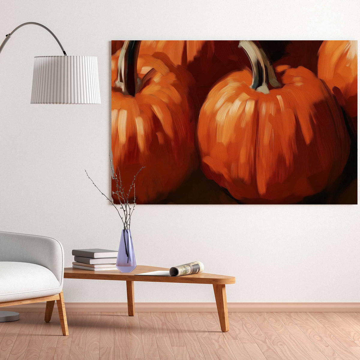 rustic harvest pumpkin wall art print for home