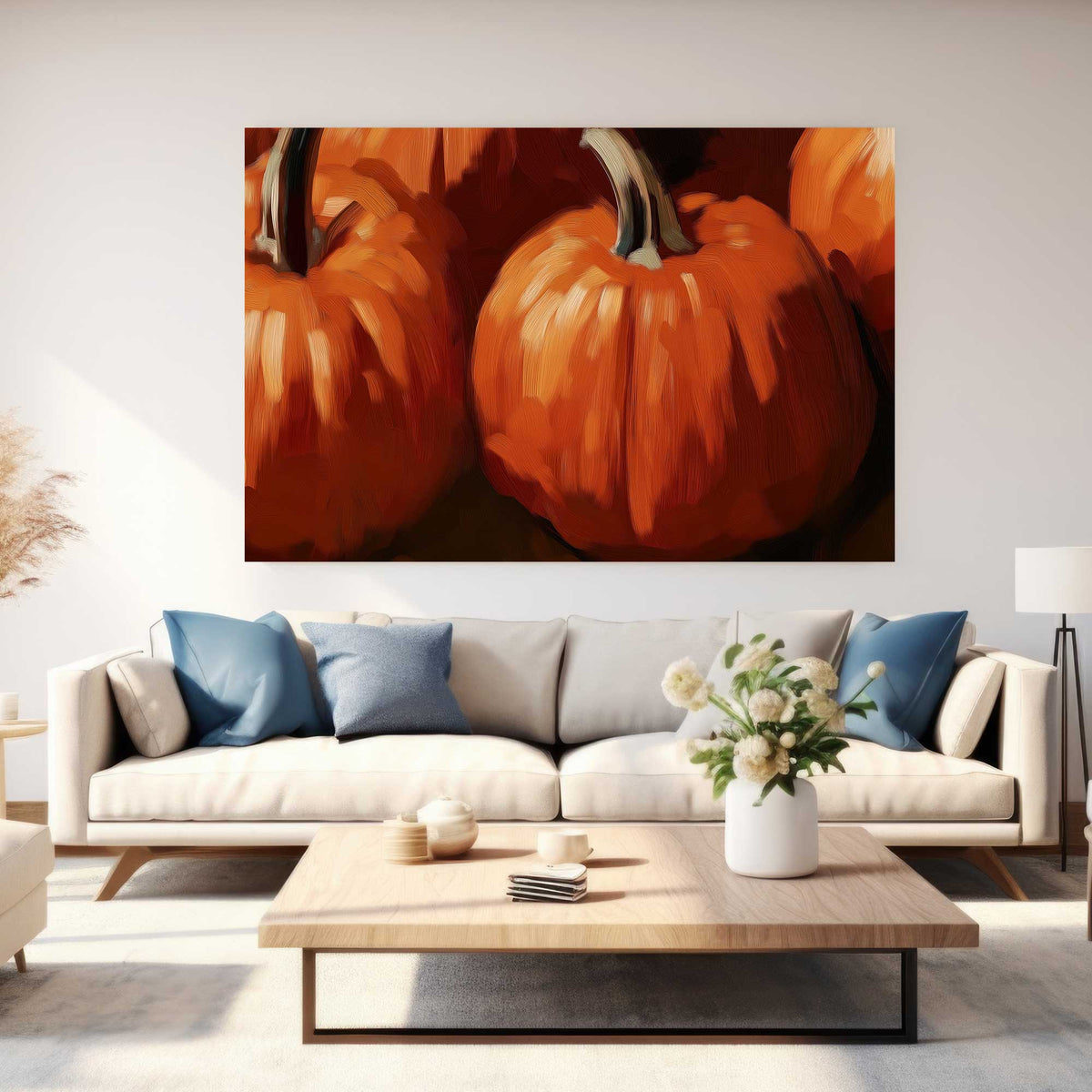 rustic harvest pumpkin wall art print for home