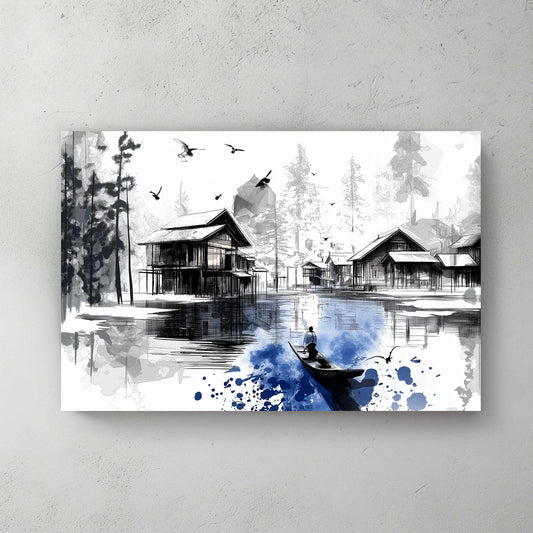 Japanese lake wall art print