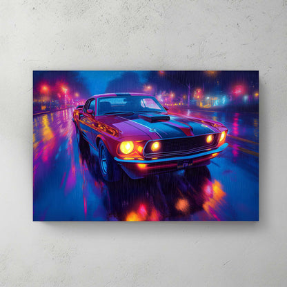 Night Blaze Mustang #1401 Canvas Wall Art & Metal Prints